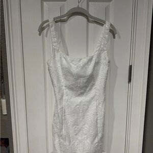 Lulu's Elegant Ivory Lace Mini Dress